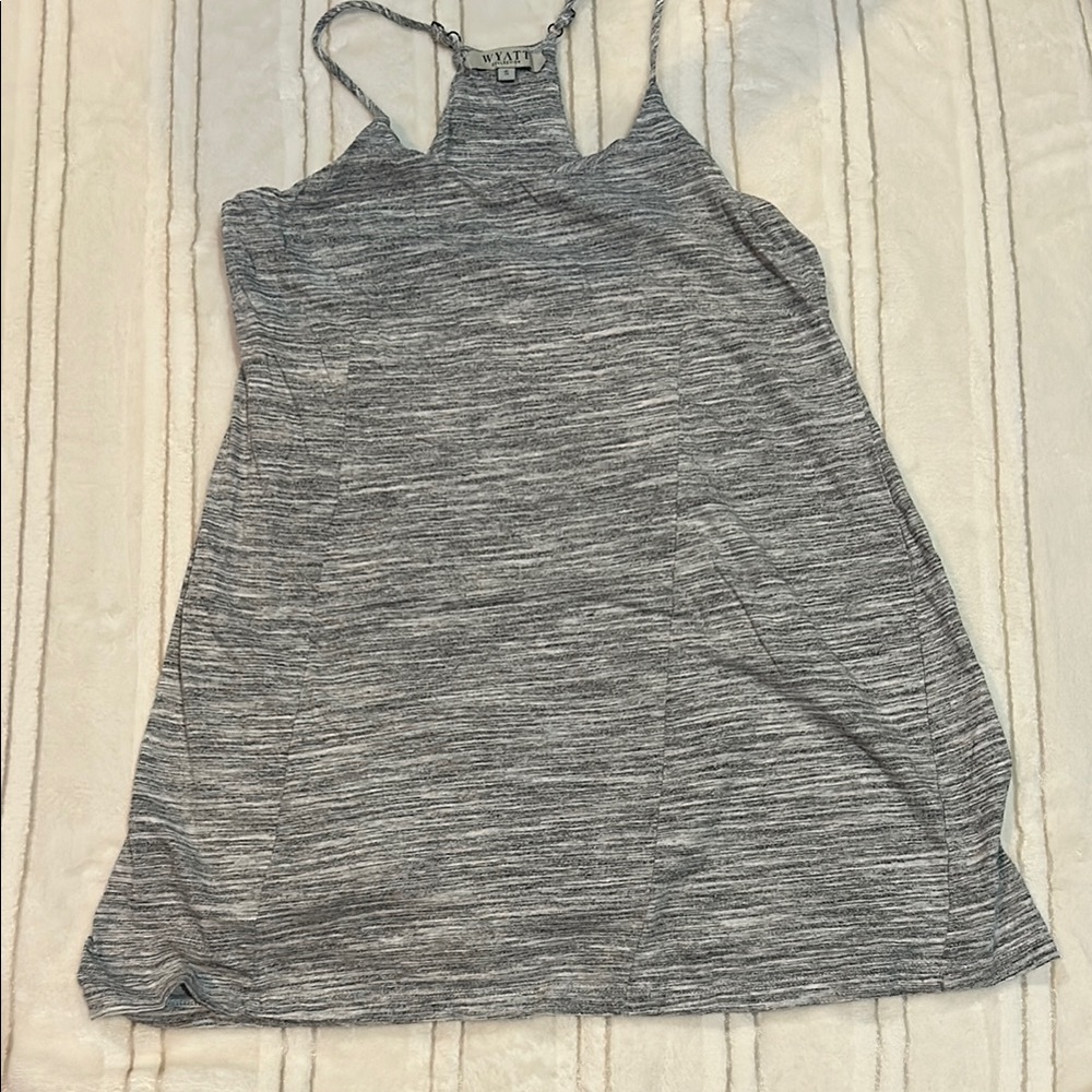 Gray Mini Camisole Dress with Thin Straps